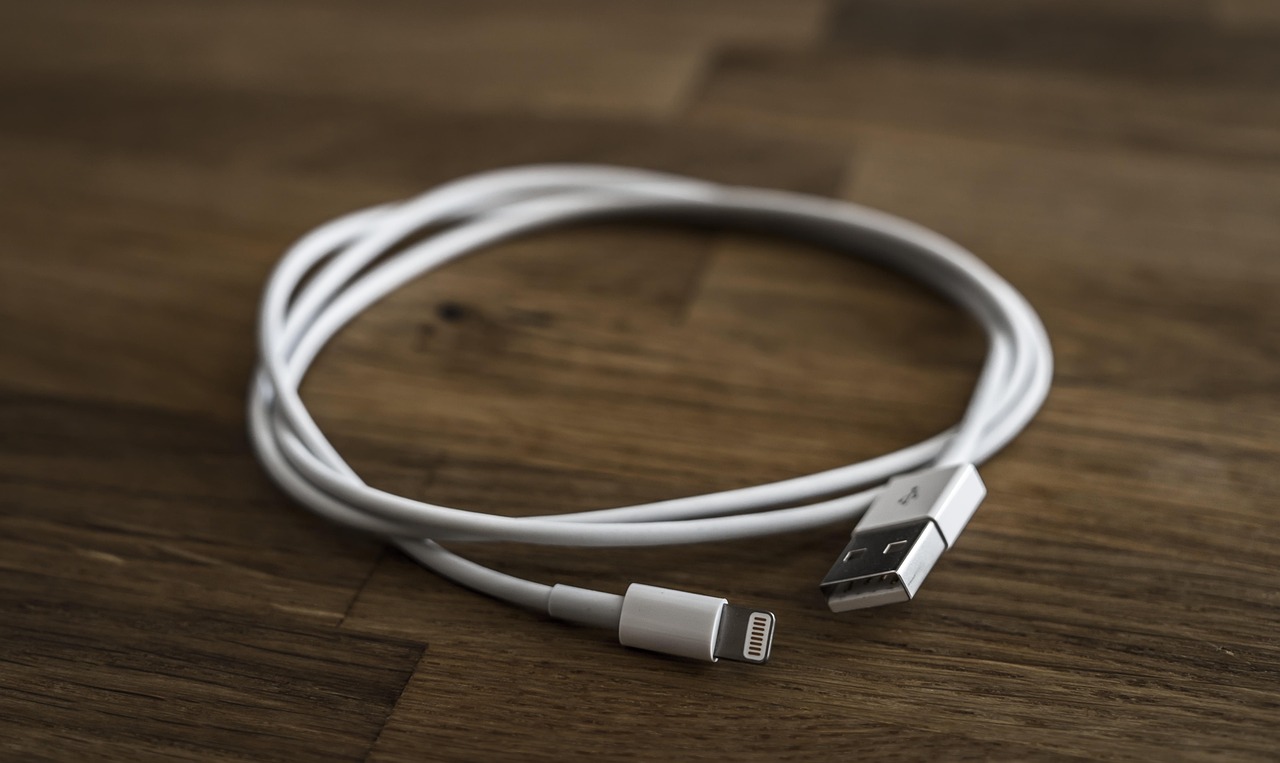 USB 케이블을 노트북 포트에 연결하는 모습
